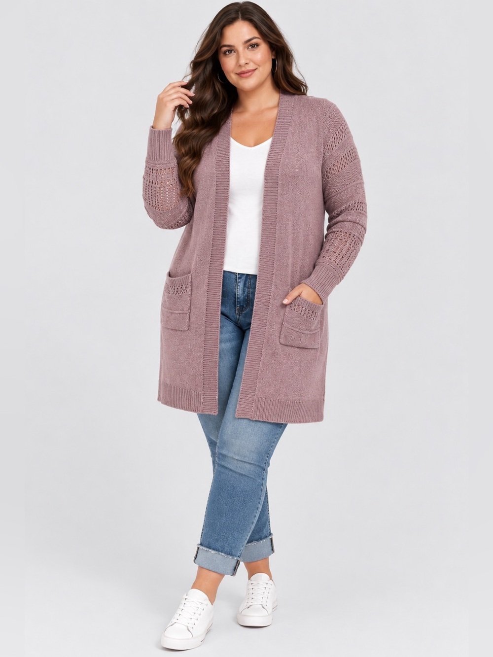 TORRID DUSTER OPEN FRONT STITCH DETAIL SWEATER